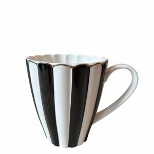 Grace Teaware Porcelain Black Striped Tea | Coffee Mug Gold Accents New